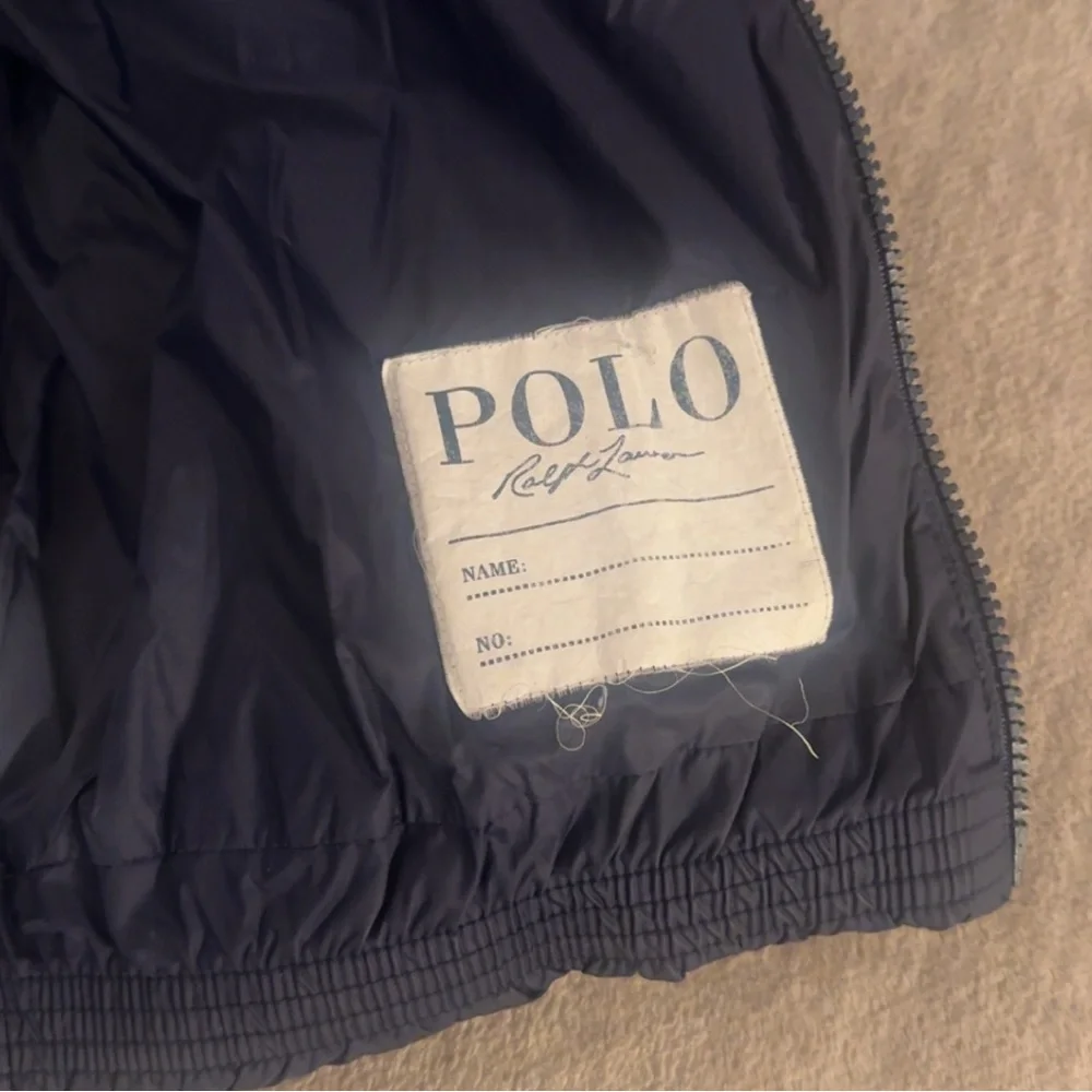 Polo Ralph Lauren Unisex Navy Blue Pony Logo Zip Down‎ Puffer Jacket Size 8-10